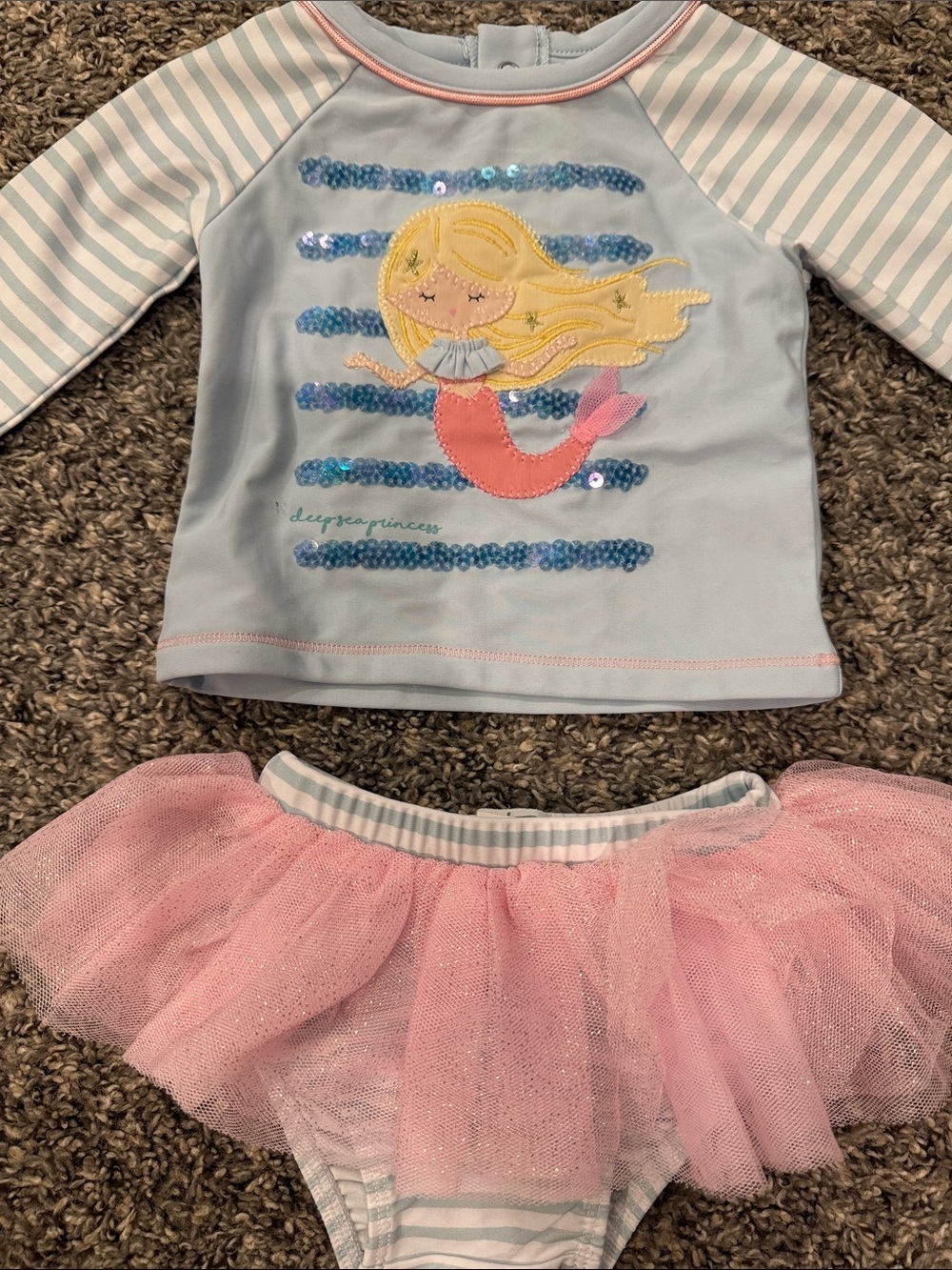 Mud Pie Toddler Mermaid Tutu Swim Set - Light Blue & Pink - Picture 2 of 3